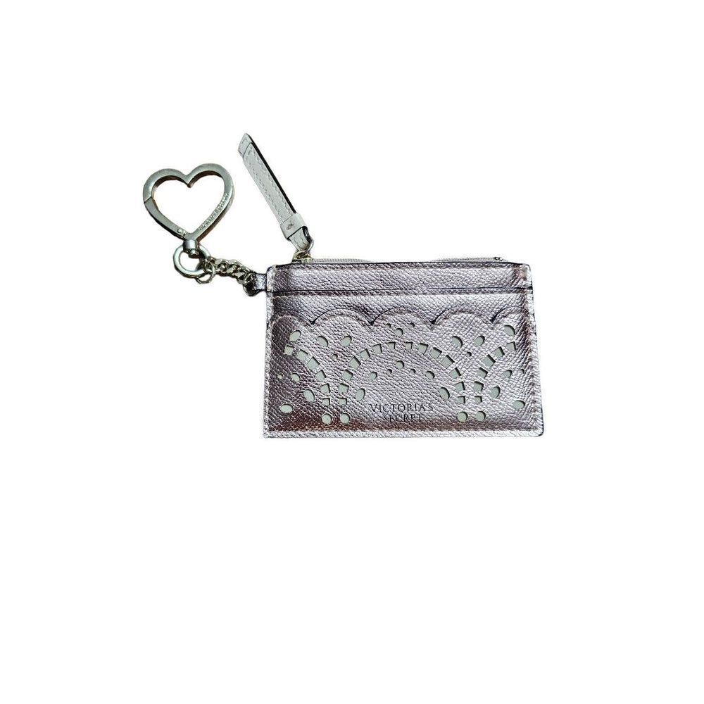Victoria's Secret Laser Cut Rose Gold ID Card Holder Case Keychain Coin Purse EU